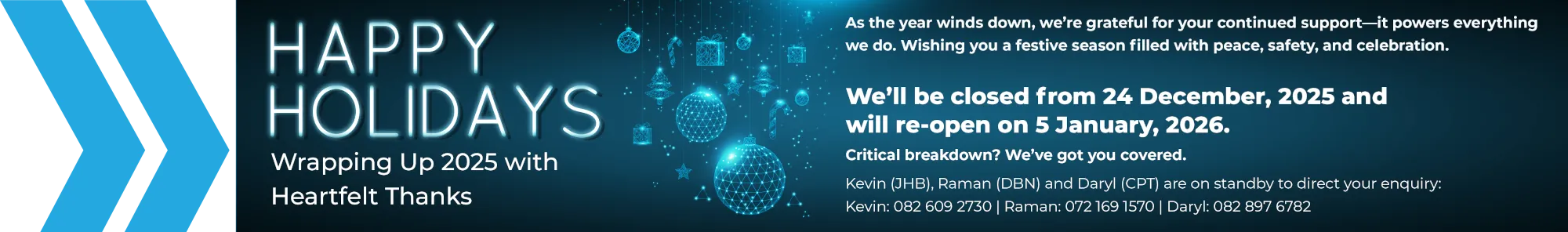 varispeed december holidays